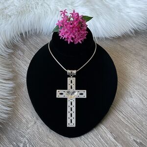 💗RARE BRIGHTON Large Heart Cross Pendant Necklace